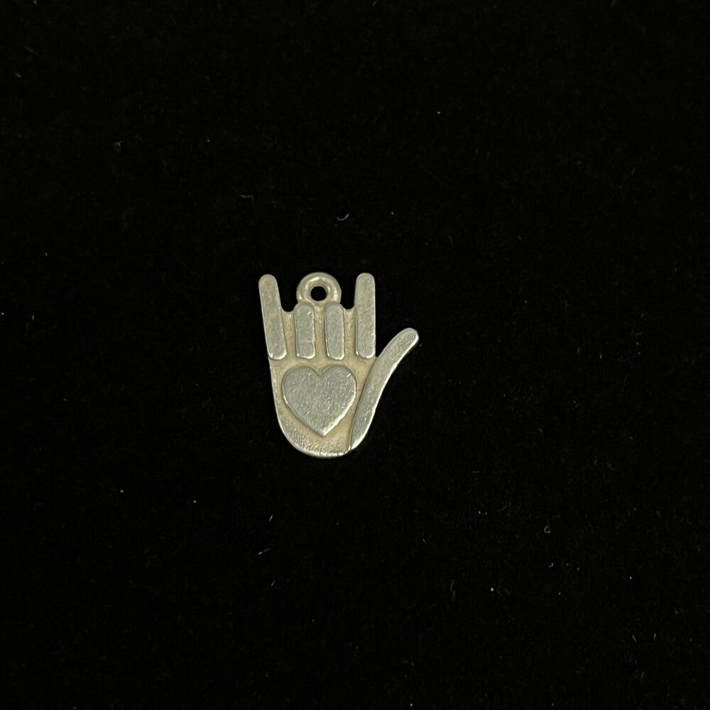 James Avery Sterling Silver Sign of Love ASL I Love You Hand Heart Charm